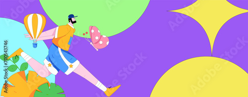 People exercising healthy running vector internet operation illustration
