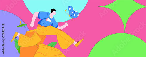People exercising healthy running vector internet operation illustration
