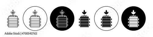 Composter vector icon set. Food compost bin container symbol suitable for apps and websites UI designs. photo