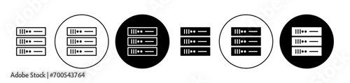 Web server vector icon set. Data backup storage symbol. Cloud storage hardware sign suitable for apps and websites UI designs. © kru