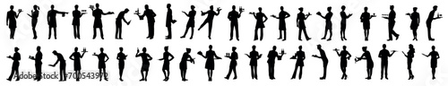 silhouette of chef and waitress and waiter. Good use for symbol, logo, web icon, mascot, sign, or any design you want.