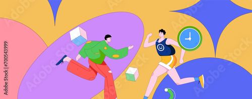 People exercising healthy running vector internet operation illustration
