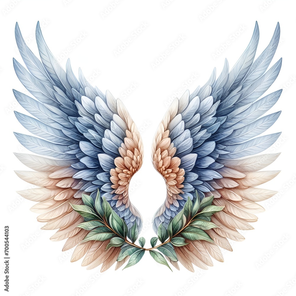 Fototapeta premium watercolor paint angel wings for holiday card decor