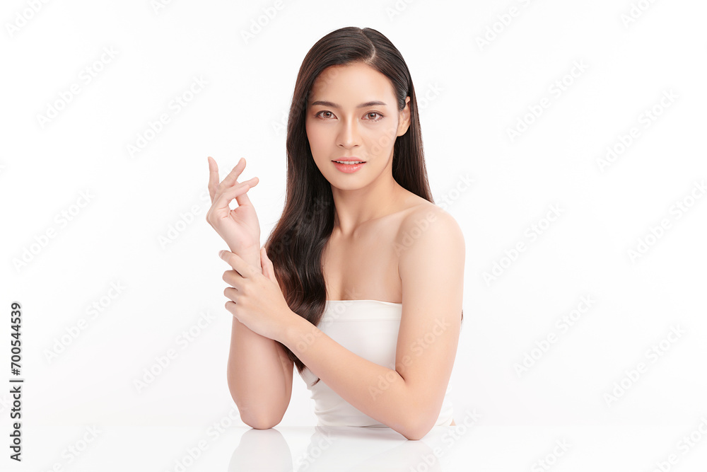 Beautiful young asian woman with clean fresh skin on white background, Face care, Facial treatment, Cosmetology, beauty and spa, Asian women portrait. Beautiful young asian woman with clean fresh skin on white background, Face care, Facial treatment, Cosmetology, beauty and spa, Asian women portrait.