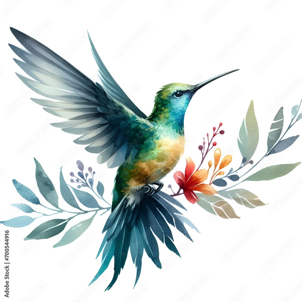 Fototapeta premium colorful calibri bird flying on white background