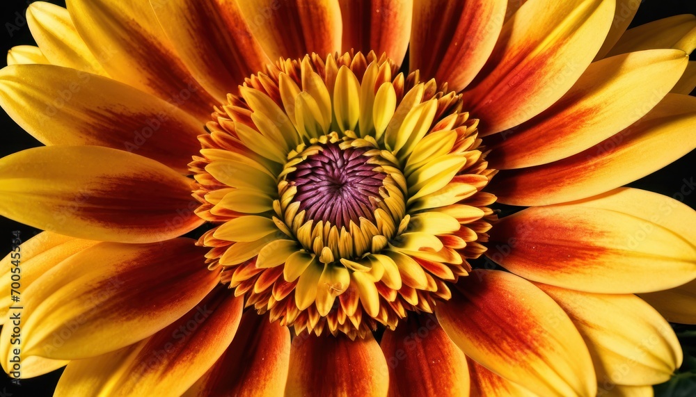 a close up of a yellow and red flower with a green stem in the middle of the center of the flower and the center of the flower in the middle of the center of the flower. a close up of a yellow and red flower with a green stem in the middle of the center of the flower and the center of the flower in the middle of the center of the flower.