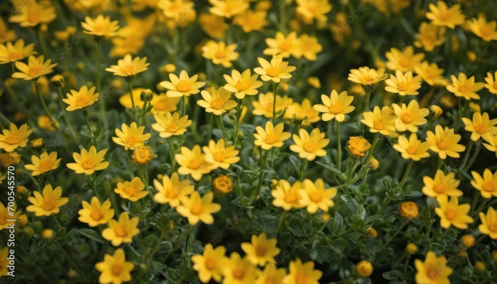  a bunch of yellow flowers that are blooming in a field with green stems and yellow flowers in the middle of the picture, and yellow flowers in the middle of the middle of the picture.
