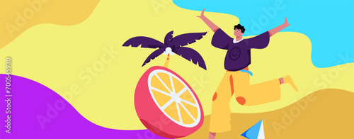 People exercising healthy running vector internet operation illustration
