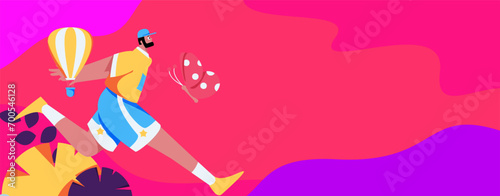 People exercising healthy running vector internet operation illustration
