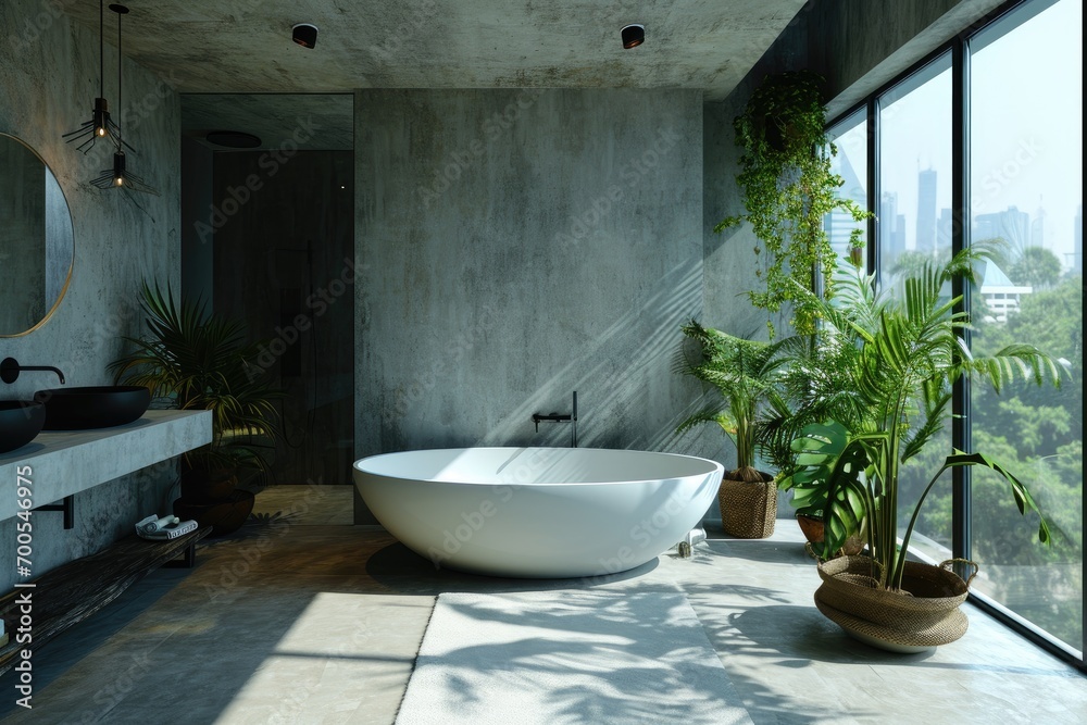 Fototapeta premium Spa corner design in modern design bathroom