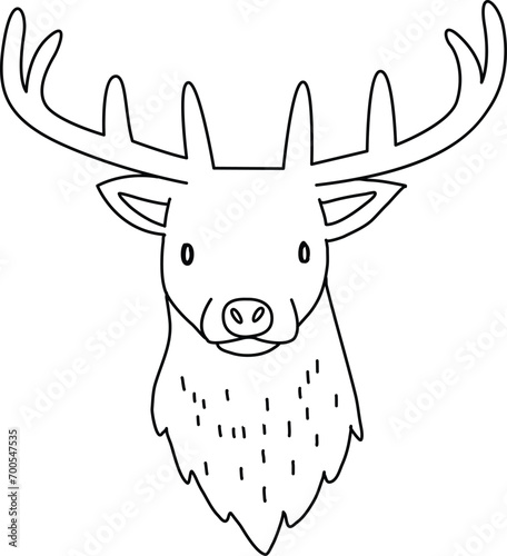 Cute reindeer cartoon standing, celebrating Christmas and New Year. Adorned with reindeer decorations, the reindeer is having fun during the festive Christmas season.