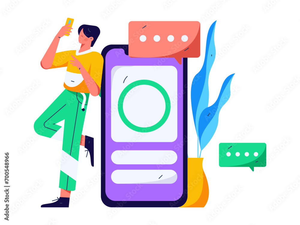 Virtual characters social communication concept business flat vector hand drawn illustration
Virtual characters social communication concept business flat vector hand drawn illustration