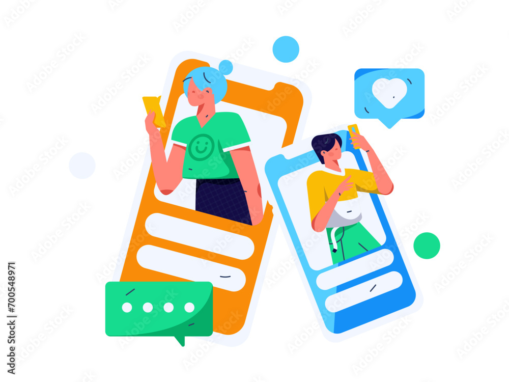 Virtual characters social communication concept business flat vector hand drawn illustration
Virtual characters social communication concept business flat vector hand drawn illustration