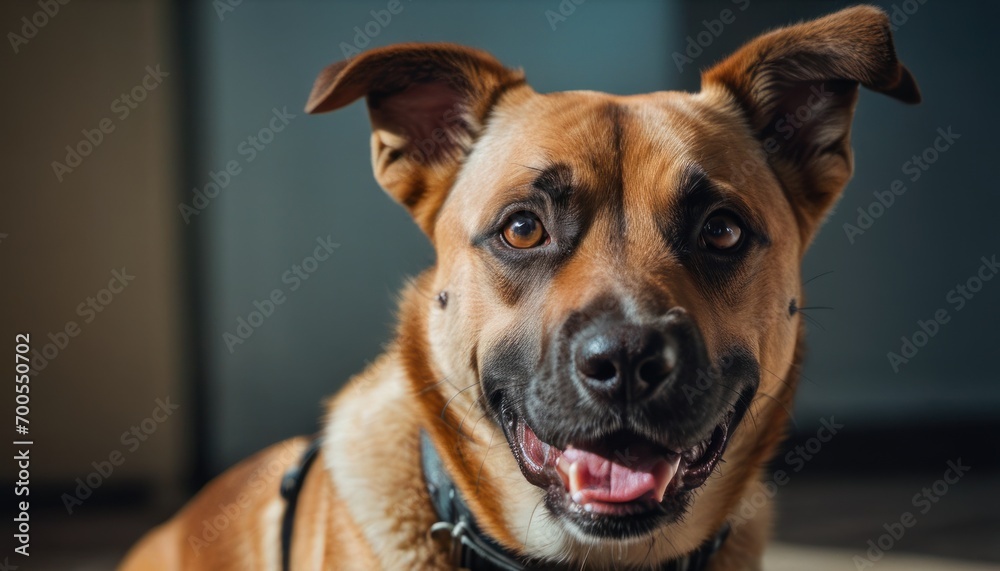  a close up of a dog's face with it's mouth open and it's tongue hanging out and it's eyes wide open, with it's tongue out.