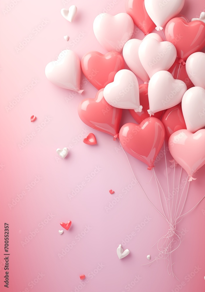 heart shaped pastell balloons and flowers