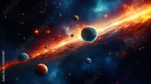 Star system with planets inhabited by various forms of life