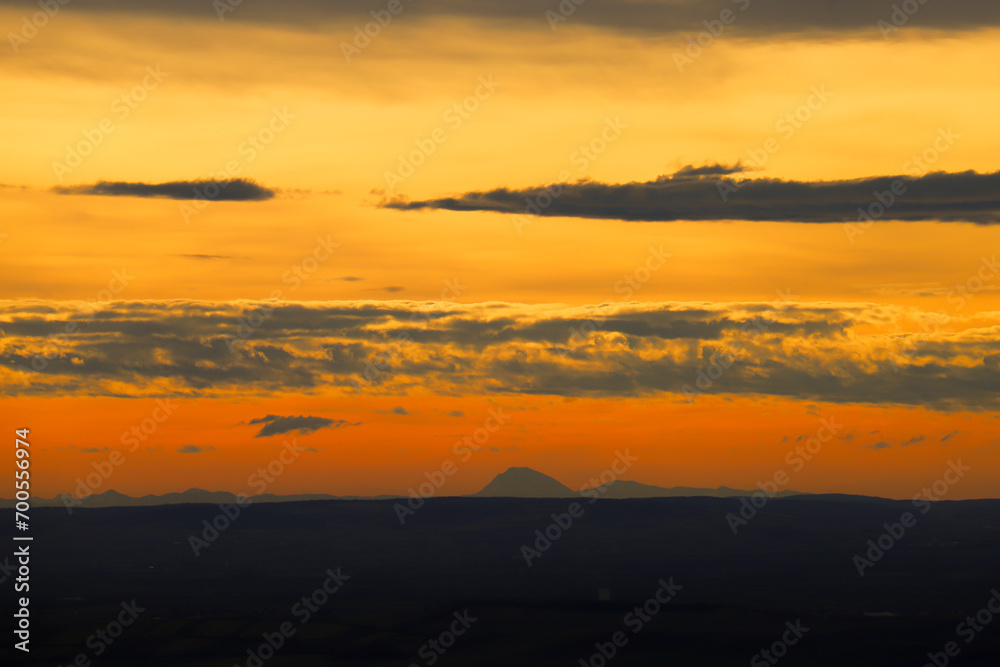 Alps seen from Brno, Czech Republic. Mountains far away during sunset. Alps seen from Brno, Czech Republic. Mountains far away during sunset.