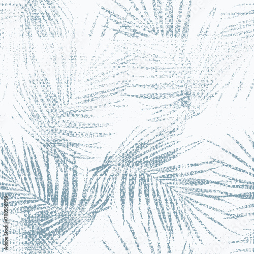 Seamless tropical pattern with palm french blue   white	