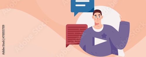 Virtual characters social communication concept business flat vector hand drawn illustration
