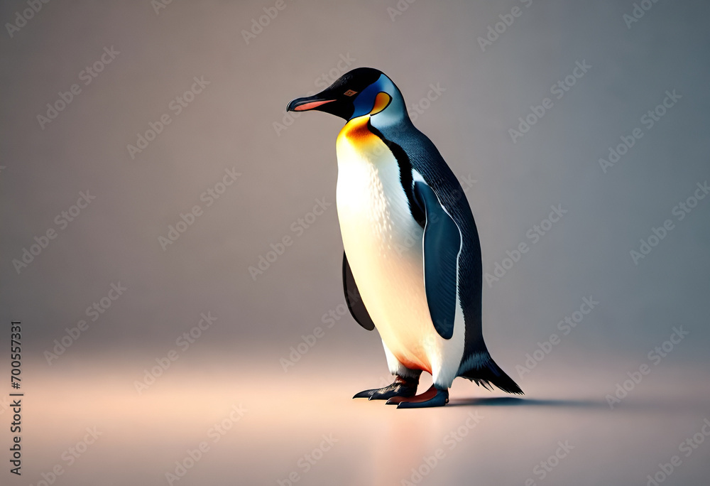 Fototapeta premium cute penguin on minimal background