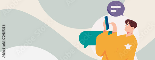 Virtual characters social communication concept business flat vector hand drawn illustration
