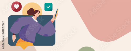 Virtual characters social communication concept business flat vector hand drawn illustration
