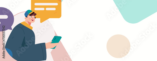 Virtual characters social communication concept business flat vector hand drawn illustration
