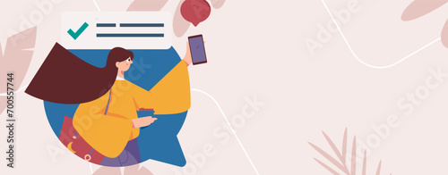 Virtual characters social communication concept business flat vector hand drawn illustration
