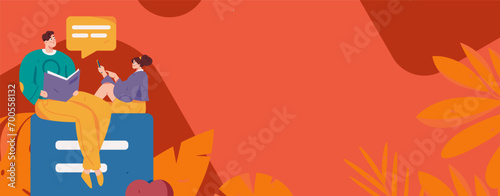 Virtual characters social communication concept business flat vector hand drawn illustration
