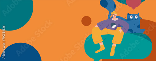 Virtual characters social communication concept business flat vector hand drawn illustration

