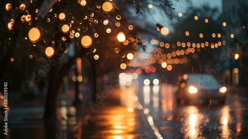 Rainy Street Bokeh, street scene with many light