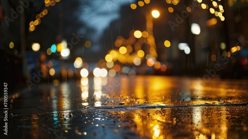 Rainy Street Bokeh  street scene with many light