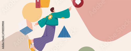 Virtual characters social communication concept business flat vector hand drawn illustration
