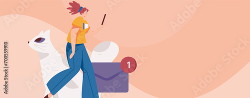 Virtual characters social communication concept business flat vector hand drawn illustration

