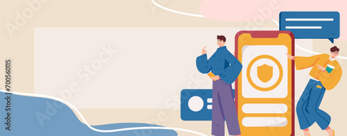 Virtual characters social communication concept business flat vector hand drawn illustration
