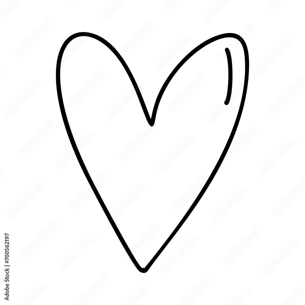 Hand drawn love heart vector logo line illustration. Black outline. Element Monoline for Valentine Day banner, poster, wedding greeting card Hand drawn love heart vector logo line illustration. Black outline. Element Monoline for Valentine Day banner, poster, wedding greeting card