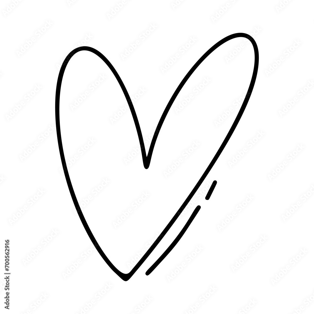 Hand drawn love heart vector logo line illustration. Black outline. Element Monoline for Valentine Day banner, poster, wedding greeting card Hand drawn love heart vector logo line illustration. Black outline. Element Monoline for Valentine Day banner, poster, wedding greeting card