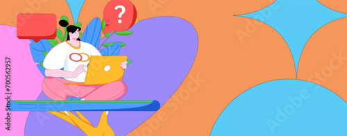 Virtual characters social communication concept business flat vector hand drawn illustration
