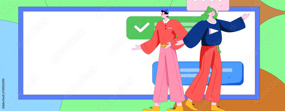 Virtual characters social communication concept business flat vector hand drawn illustration
Virtual characters social communication concept business flat vector hand drawn illustration