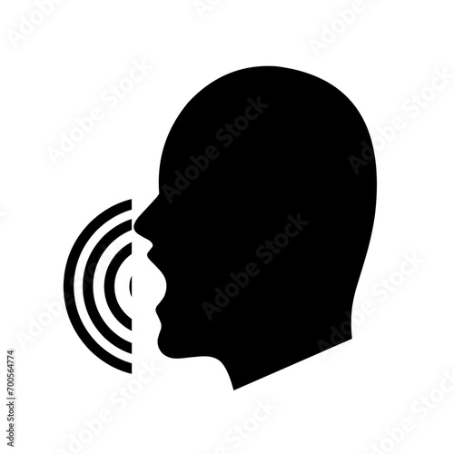 Silhouette of talking icon. Voice control and interaction. Talking head concept isolated on white background. Vector illustration photo