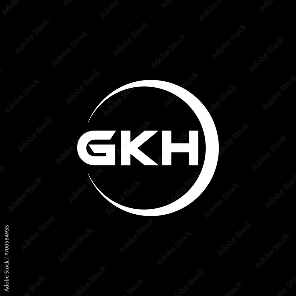 GKH letter logo design with black background in illustrator, cube logo, vector logo, modern alphabet font overlap style. calligraphy designs for logo, Poster, Invitation, etc.