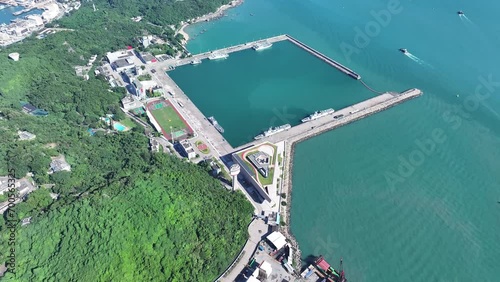 Ngong Shuen Chau Naval Base Victoria Harbour ,a strategic military facility located in Hong Kong with dockyards equipped to accommodate naval vessels, frigates and patrol boats ,an ideal outpost  photo