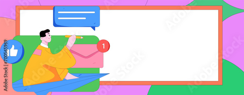 Virtual characters social communication concept business flat vector hand drawn illustration
