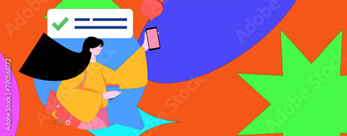 Virtual characters social communication concept business flat vector hand drawn illustration
