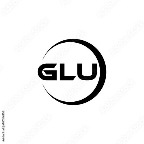 GLU letter logo design with white background in illustrator, cube logo, vector logo, modern alphabet font overlap style. calligraphy designs for logo, Poster, Invitation, etc.