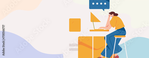 Virtual characters social communication concept business flat vector hand drawn illustration
