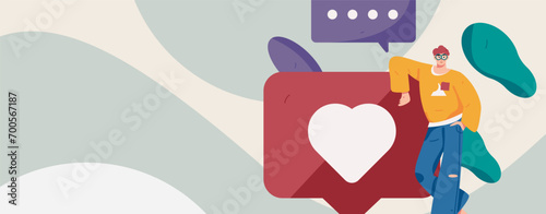 Virtual characters social communication concept business flat vector hand drawn illustration
