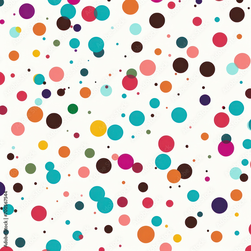 Colorful Polka Dot Confetti Celebration on White Background