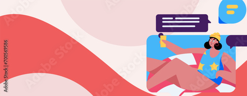Virtual characters social communication concept business flat vector hand drawn illustration
