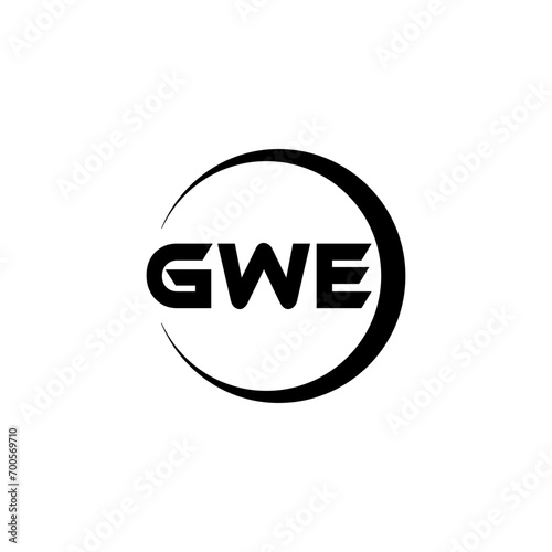 GWE letter logo design with white background in illustrator, cube logo, vector logo, modern alphabet font overlap style. calligraphy designs for logo, Poster, Invitation, etc.